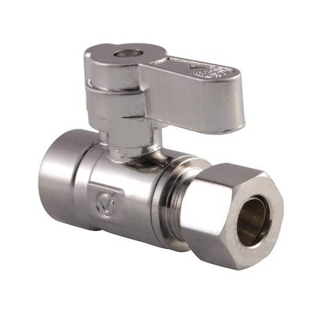 Kingston Brass KF4325SN 1/2" Sweat X 3/8" OD Comp Straight Stop Valve, Brushed Nickel KF4325SN